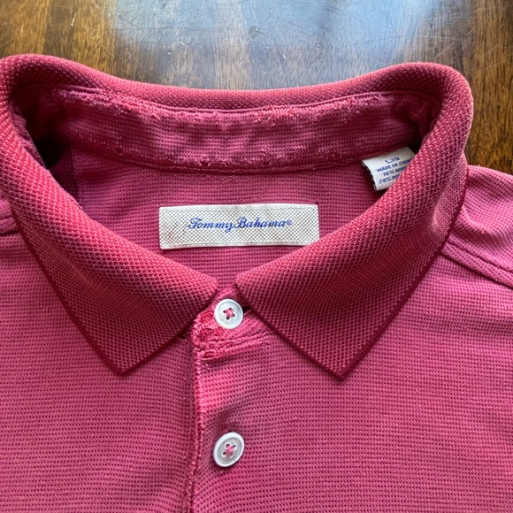 Tommy Bahama 3-Button Polo Shirt Men’s Size Large Light Maroon/Red - Picture 3 of 6